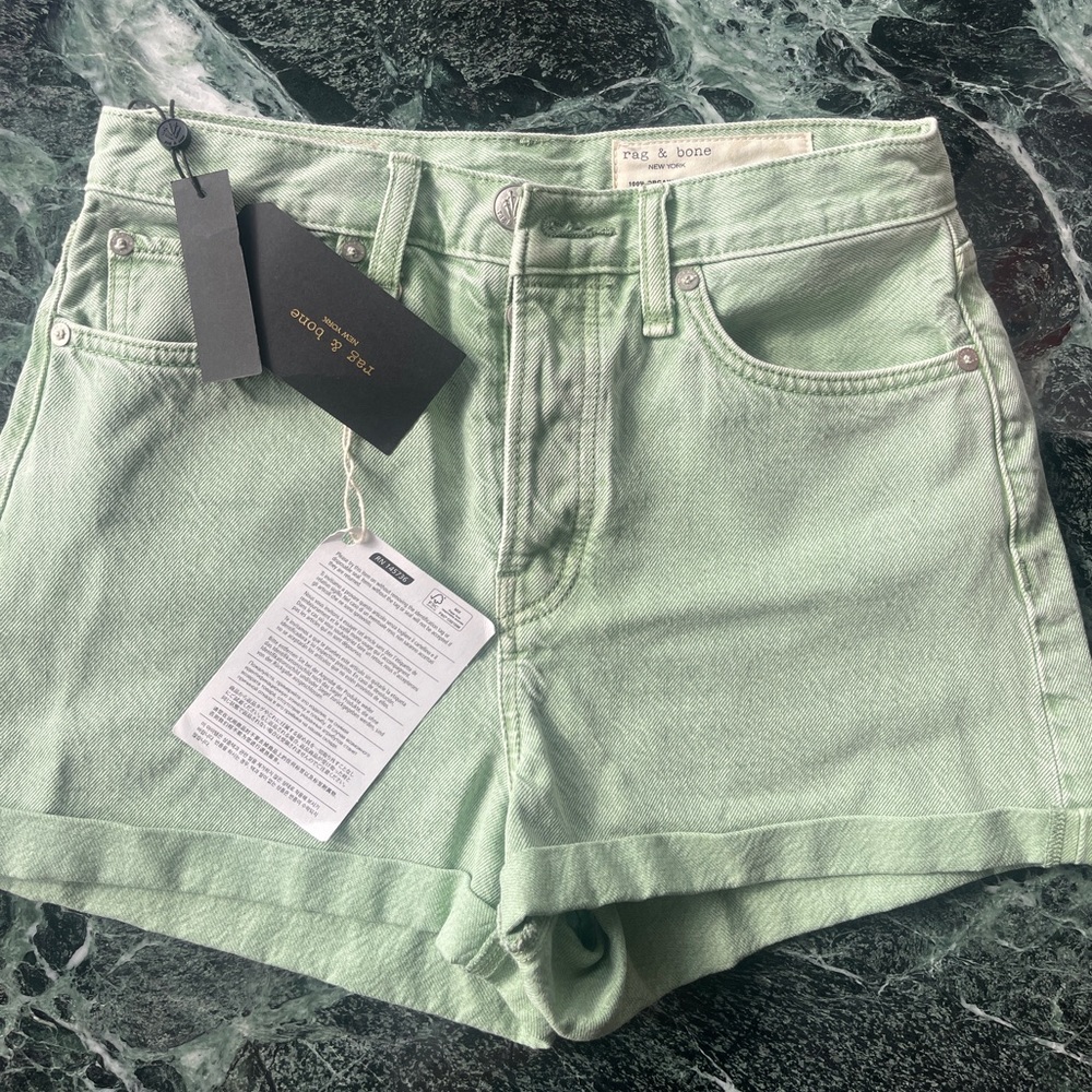 Rag & Bone Mint Green Denim Shorts - Maya High Rise Shorty Short